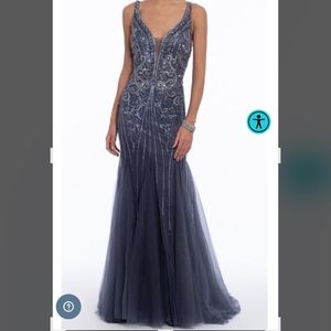 Beaded plunging Mermaid Dress